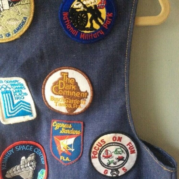 VTG Patch Denim Vest Jean travel patches disney - Picture 7 of 8
